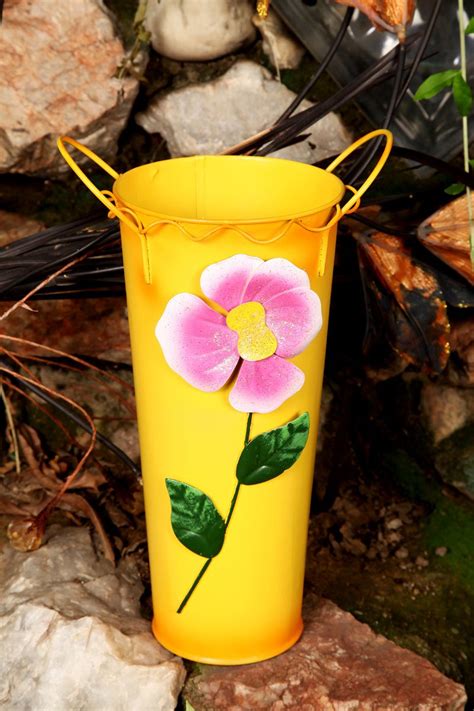 Wonderland Metal Hand Painted Flower vase Buckets/vase (Pots and ...