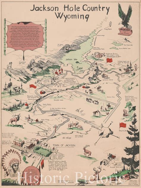 Historic Map : Hopkinson Pictorial Map of Jackson Hole, Wyoming, 1956 ...