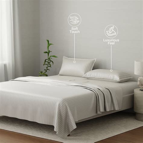 Buy BOUTIQUE LIVING Elegant Cotton 210TC Striped 3Pcs Super King ...