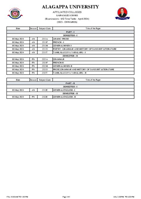 Examinations-UG Time Table April-2024 2023- Onwards) - AFFILIATED ...