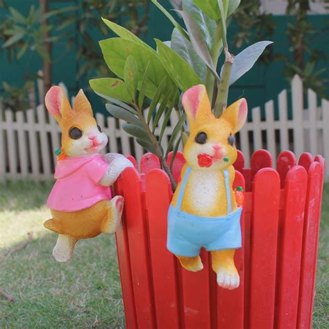 Wonderland Cute Bunny Figurine Hanger (Clip) for Planter Pot Easter ...