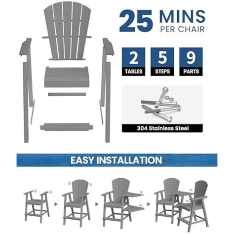 Ciokea Tall Adirondack Chairs Set of 2, HDPE Outdoor India | Ubuy