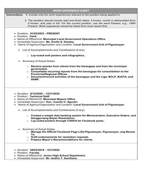 Image result for Work Experiences Abstract Sample