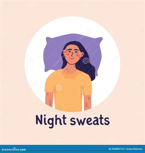 Woman Suffering from Night Sweats or Hot Flashes. Menopause Symptoms. Heat Stroke Stock Vector ...