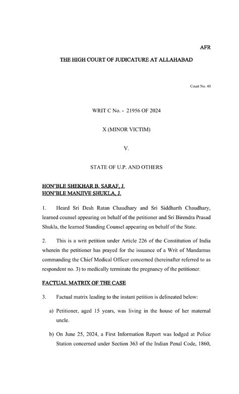 Case law, Judgement - AFR THE HIGH COURT OF JUDICATURE AT ALLAHABAD ...