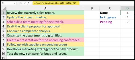 Image result for Excel Count Box Color