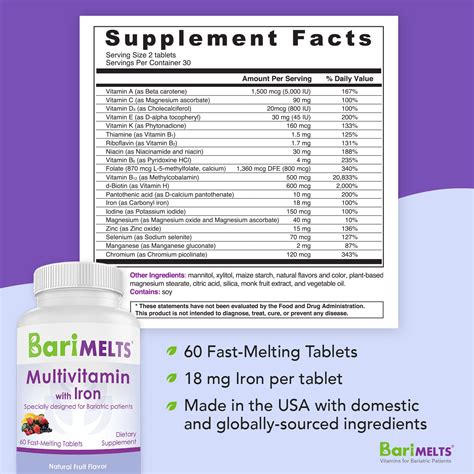 Buy BariMelts Multivitamin with Iron - Fast Melting Bariatric ...