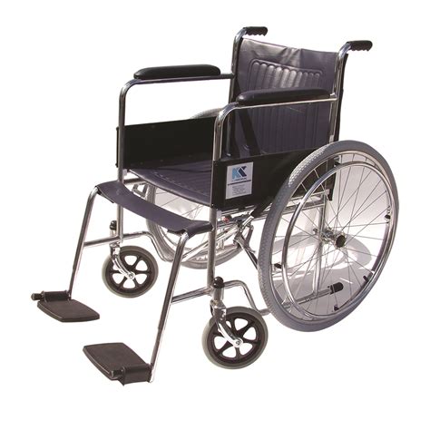 Silla de ruedas 18″, con apoya brazos y pies fijos, ruedas macizas y ...