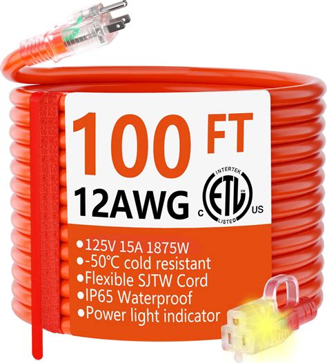 BBOUNDER 100 FT Outdoor Extension Cord Waterproof, 12/3 SJTW Heavy Duty ...