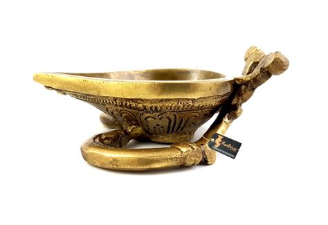 Ethnic Indian Design Brass Diya on Curved Stand