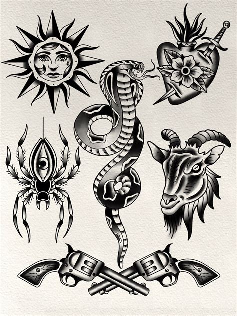 American Traditional Tattoo Flash Digital Ready to Print A4 Size - Etsy ...