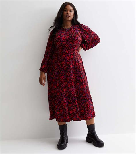 Curves Pink Animal Print Tie Back Midi Dress | New Look