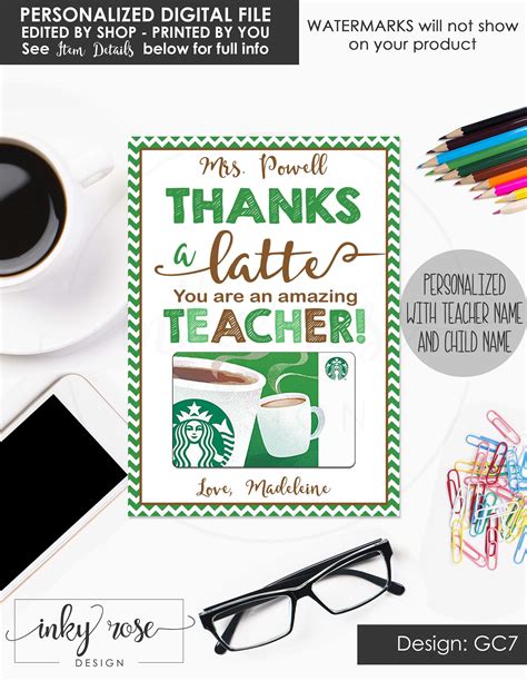 Teacher Appreciation Printables Starbucks