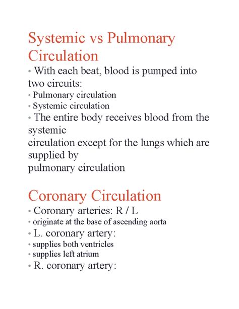Systemic and Pulmonary Circulation Overview - Cardiovascular System ...