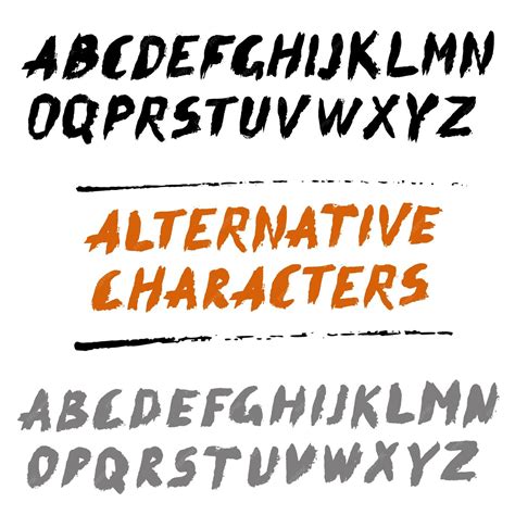 Alfabeto de fonte de pincel de pinceladas textura de angústia abc ...