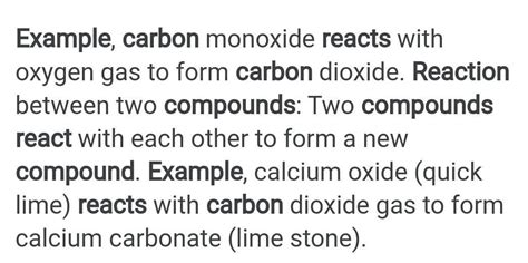 explain the combination reaction of carbon compounds with an example ...