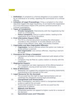 Crimanal law - assignment - Examine the procedure for recording first ...
