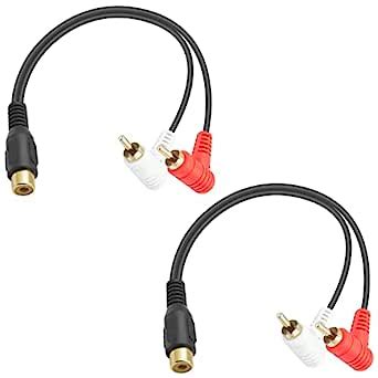 Duttek Short RCA Y Splitter Cable 8In/20cm, 90 Degree Righter Anglet 1 ...