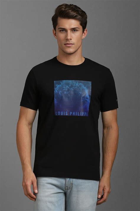 Buy Men Black Graphic Print Crew Neck T-shirt Online - 39732893 | Louis ...