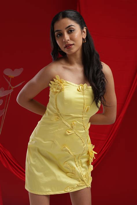 Yellow Petal Kiss Mini Dress – Enrobe By Varsha