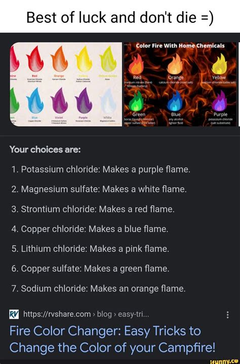 Best of luck and don't die Color Fire With Home Chemicals Red Orange ...