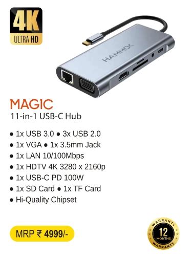 HAMMOK MAGIC 11-in-1 USB-C Hub: Universal Laptop Docking Station