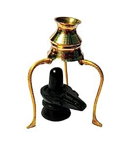 Buy Brass Tripai Lota with Black Marble Stone Shivling Lord Shiva Idol ...