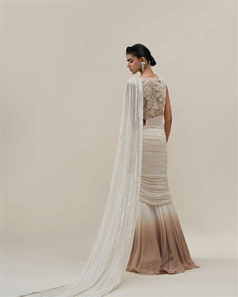 Poppy Bloom Saree Gown