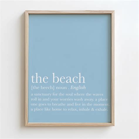 Buy Coastal Typography Print: 'the Beach' Definition, Customizable ...