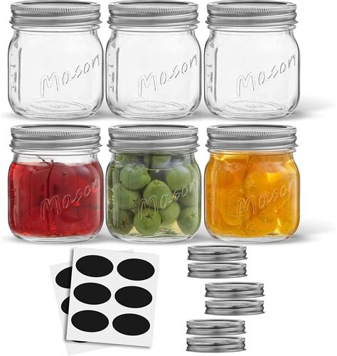 Amazon.com: JoyJolt 8 Oz Mason Jars With Lids, Labels and Measures! 6 ...