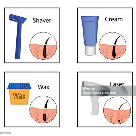 Hair Removal Methods And Its Result Vector Illustration Stock ...