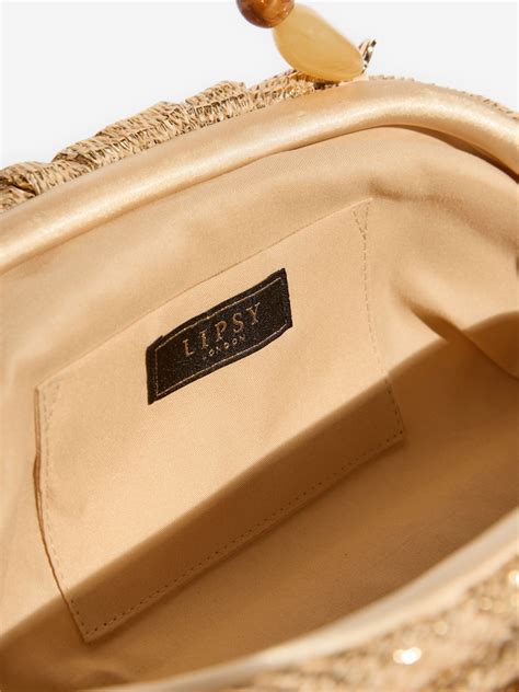 Buy Lipsy Gold Natural Resin Beaded Handle Clutch Bag from Next India