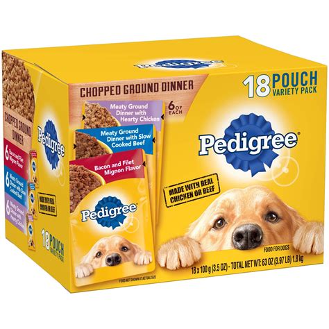 PEDIGREE CHOPPED GROUND DINNER Adult Soft Wet Dog Food 18-Count Variety ...