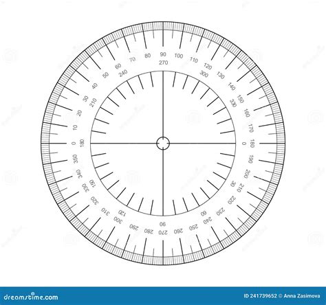 Circular Protractor Grid for Measuring Degrees. Measuring Round Scale ...