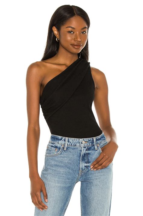 The Range Folded One Shoulder Top in Black | REVOLVE