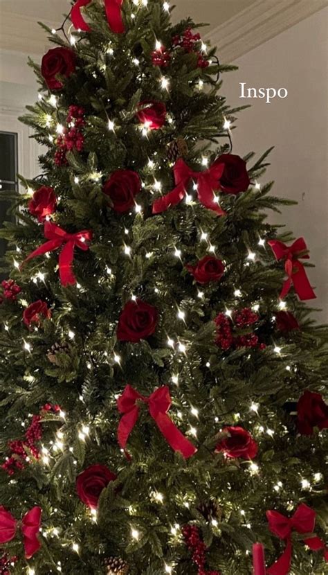 Christmas Tree with Red Bows and Lights