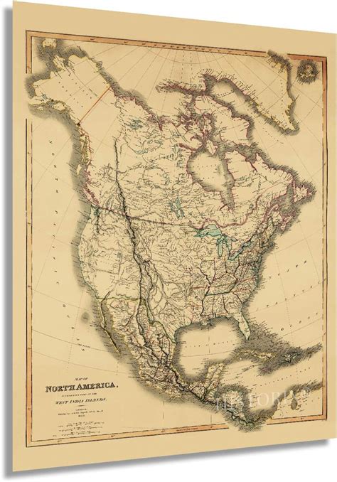 HISTORIX Vintage 1849 Map of North America - 24x30 Inch India | Ubuy