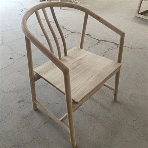 老榆木椅子白茬新中式全实木圈椅围椅主椅白胚坯休闲椅茶椅官帽椅-淘宝网