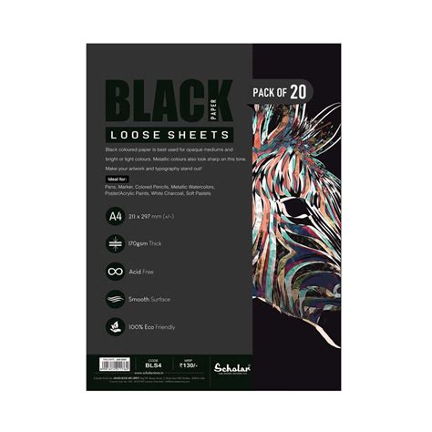 Scholar Artists' Toned Carbon - A4 Black Smooth 180 GSM Poly Pack of 20 ...