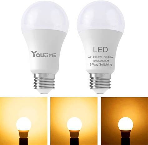 Amazon.com: Youtime Soft White 3 Way led Light Bulbs 50 100 150 Watt ...