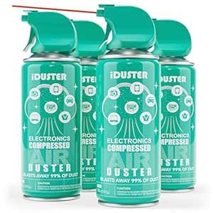 iDuster Compressed Gas (152a) Disposable Cleaning Duster, 4 Count, 3.5 ...