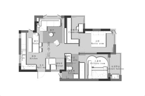 89平米二居室户型平面图 – 设计本装修效果图