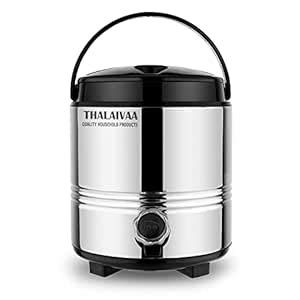 THALAIVAA Stainless Steel Hot and Cold Water Jug 5 Liters, Silver-Black ...