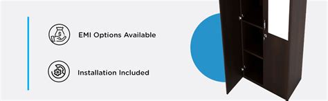 Nilkamal Riva Engineered Wood 2 Door Mirror Wardrobe with 1 Hanging Rod ...