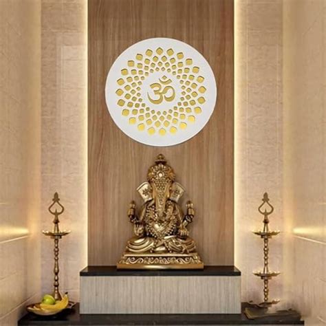 Naraniya Creation Om Symbol Wall Art, White and Gold Decorative Panel ...