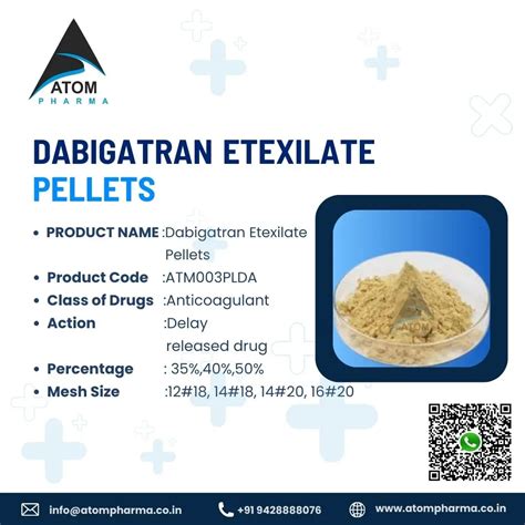 Dabigatran Etexilate Pelletsmanufacturer,supplier,exporter ATOMPHARMA ...