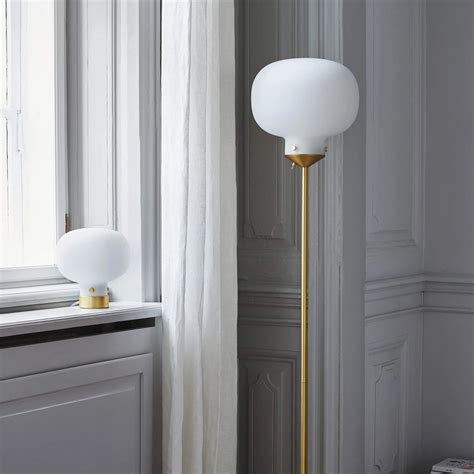 Brass Raito Glass Globe Floor Lamp
