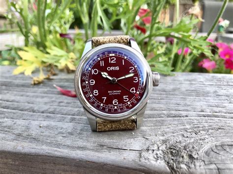 Oris big crown on sale pointer date burgundy