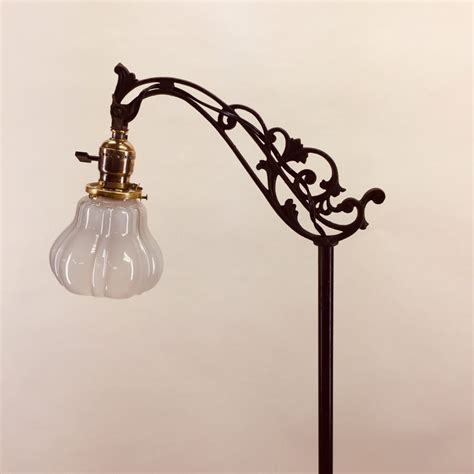 Cast iron bridge arm floor lamp with square base - Old Lamps & Things, LLC