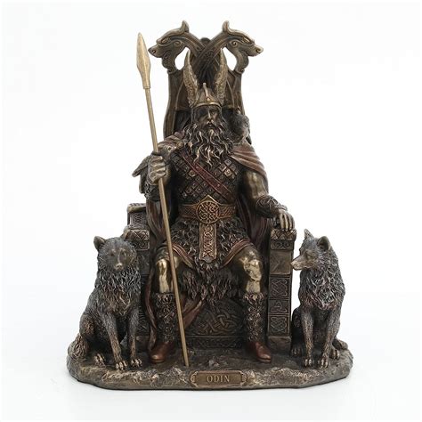 Veronese Design Resin Statues Norse God Odin On Throne with Wolves ...